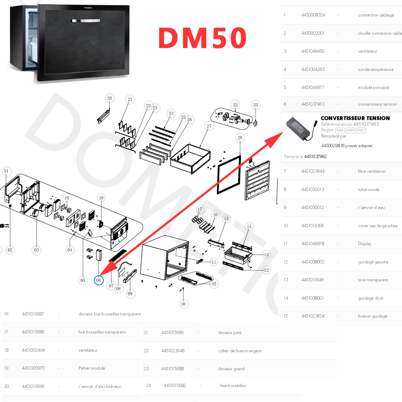 Convertisseur de tension Mobitronic du 220V en 12V, NSA80ED-120667 ou SOY-1200667-468, 82-EC-MPA6512-1 pour les réfrigerateurs à tiroir DM50 – Image 4
