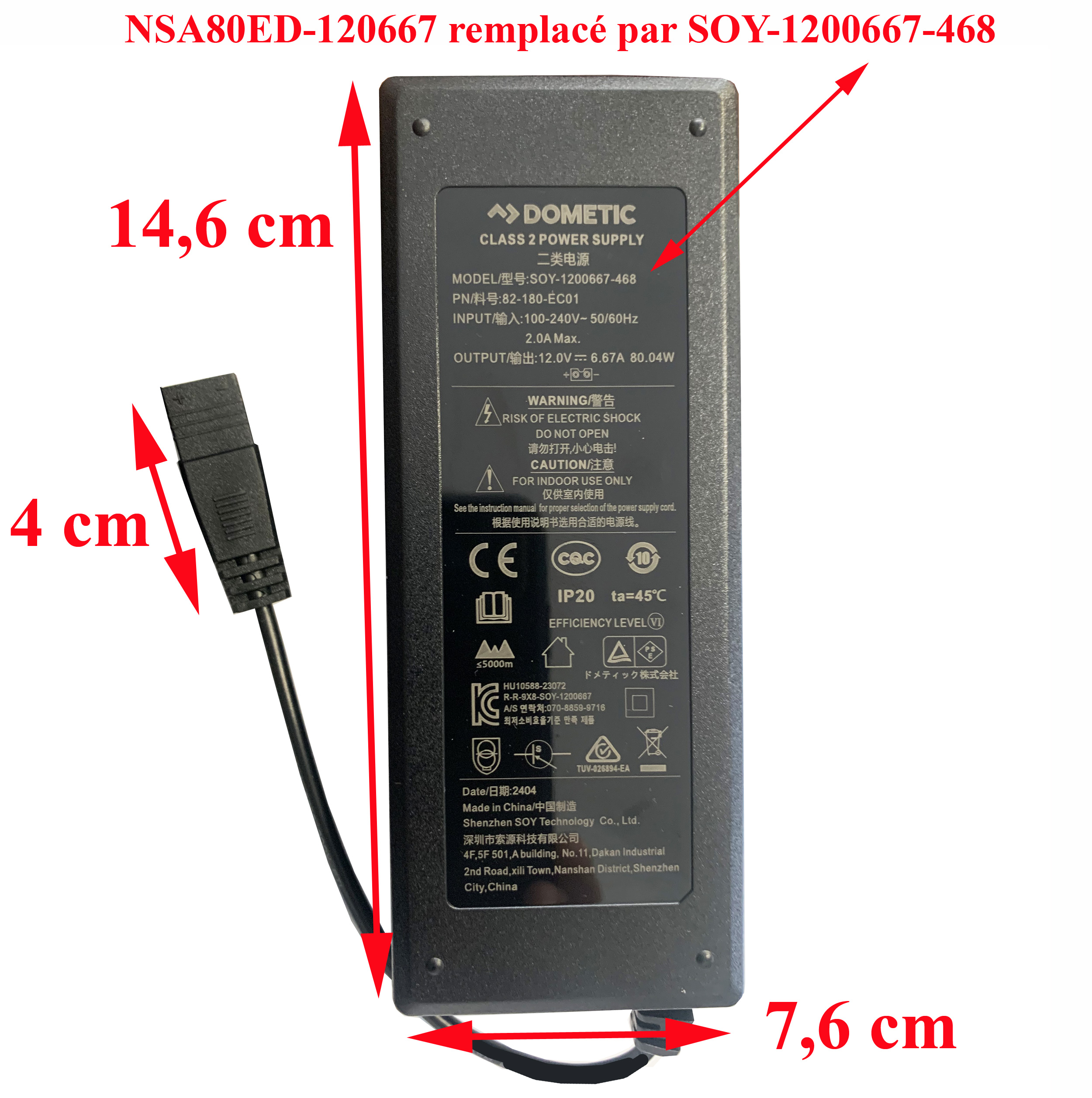 Convertisseur de tension Mobitronic du 220V en 12V, NSA80ED-120667 ou SOY-1200667-468, 82-EC-MPA6512-1 pour les réfrigerateurs à tiroir DM50 – Image 6