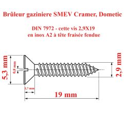 Alternative view of Une vis Inox A2 pour brûleur gaziniere CE04, CE06, CE07, CE08, CE09, CE99, COE, PICE04, PISK2000, EK2000, K840x436, CE1304, CE1489 Dometic Cramer