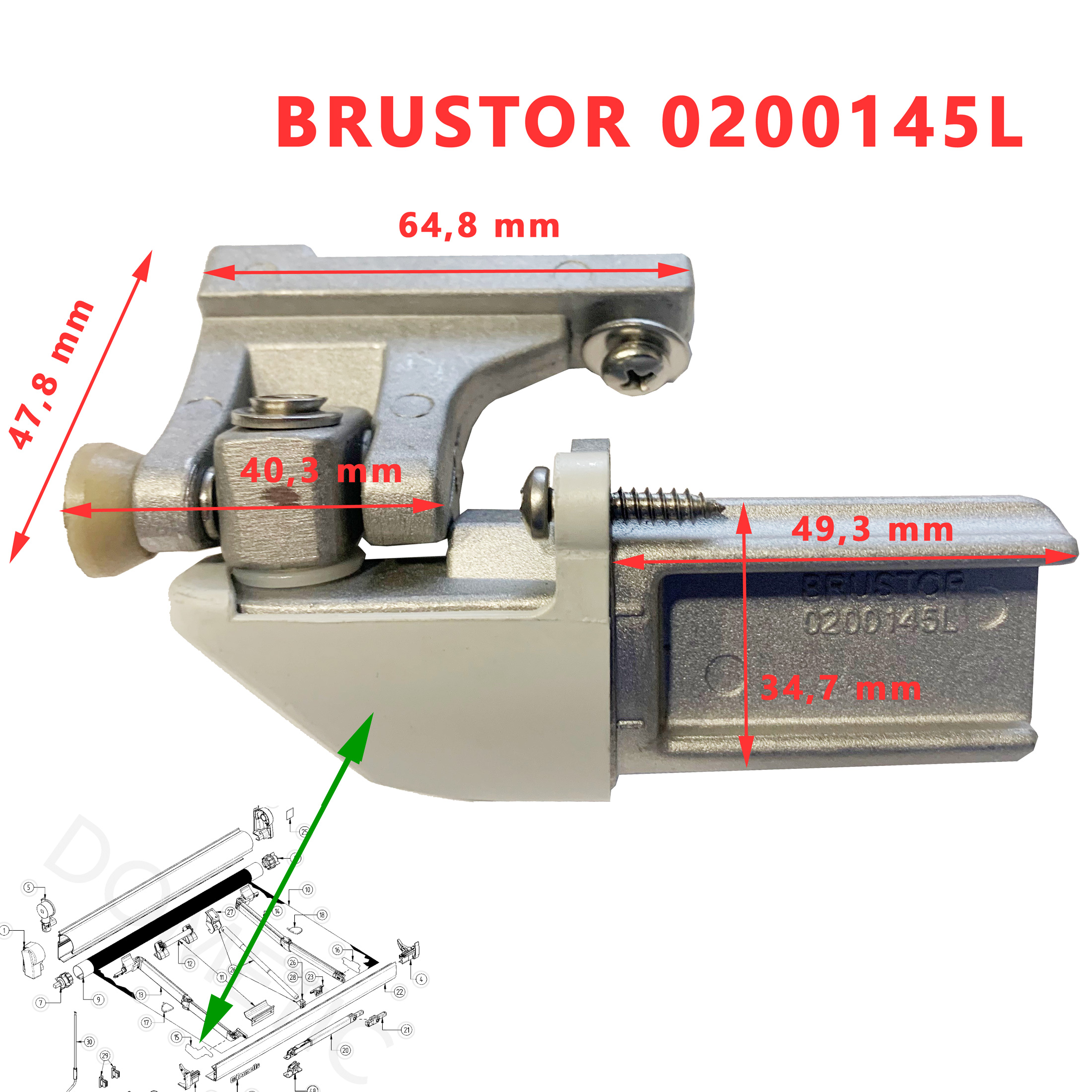 Une articulation GAUCHE pour auvent, store pour camping-car, Brustor 0200145 L par Dometic Prostor