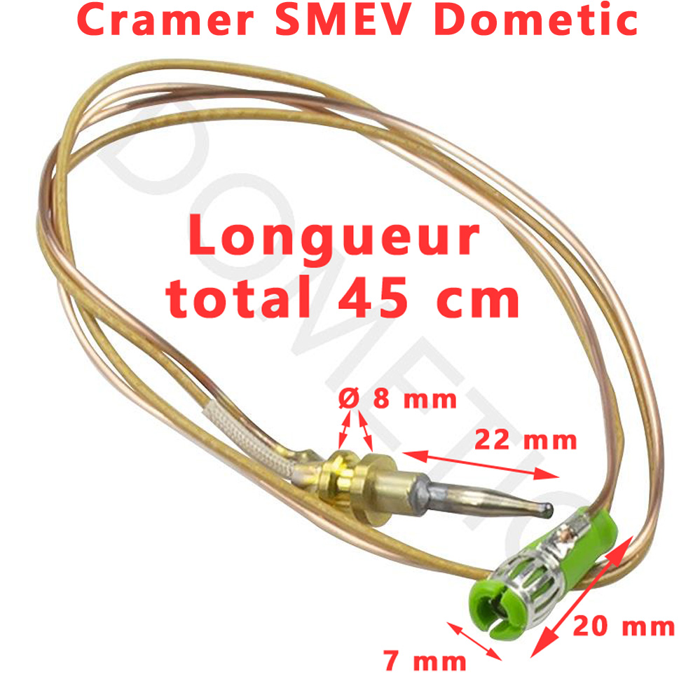 Thermocouple 45cm pour gazinieres EK 2000, Cramer, SMEV CU400 CU401 CU402 CU403 CU404; MO 0921 MO 7123 MO8123 MO8322 MO8323 MO8821 MO9222; PI0909 PI0913 PI1262 PI2232 PI7223 PI7823 PI 8022 PI8023 PI8062 PI8063 PI8463 PI8822 PI8862 PI9023 par Cramer
