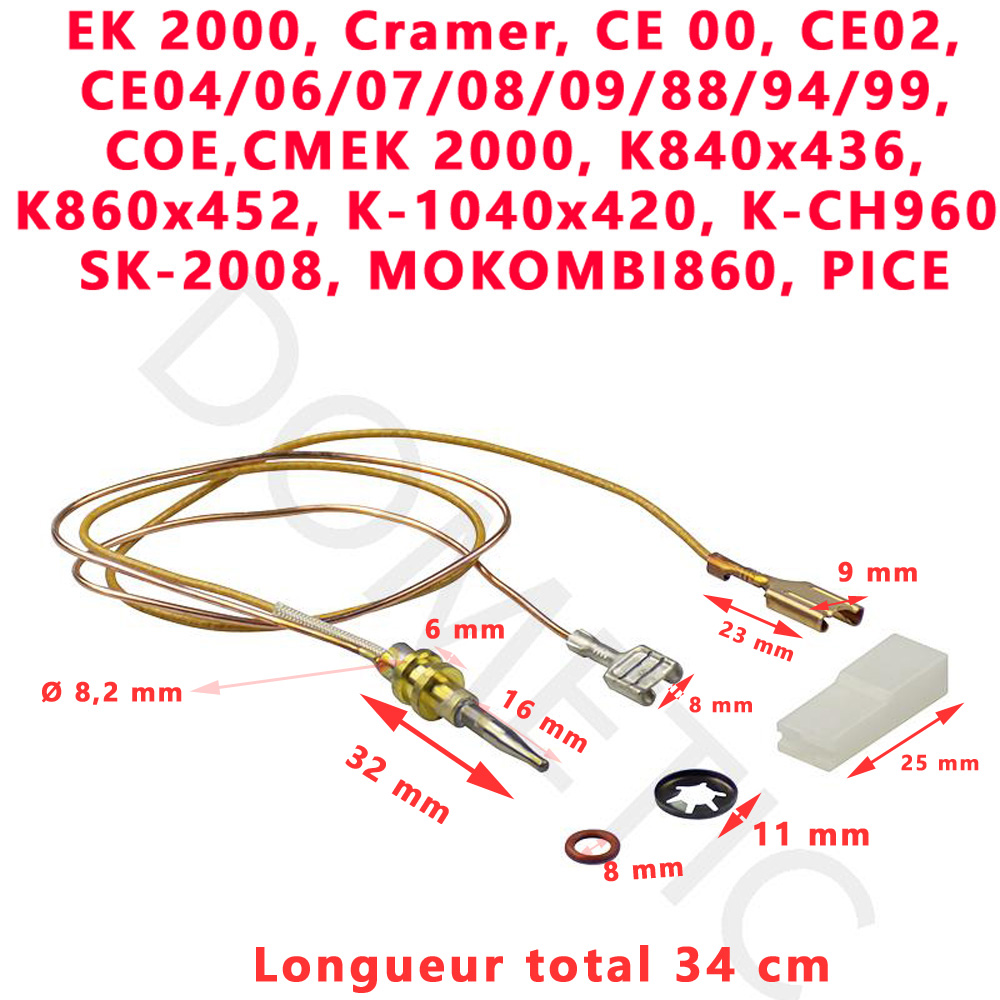 Cramer thermocouple pour gazinieres EK 2000, Cramer, CE 00/04/06/08/09/99, COE, CMEK 2000, K840x436, K860x452