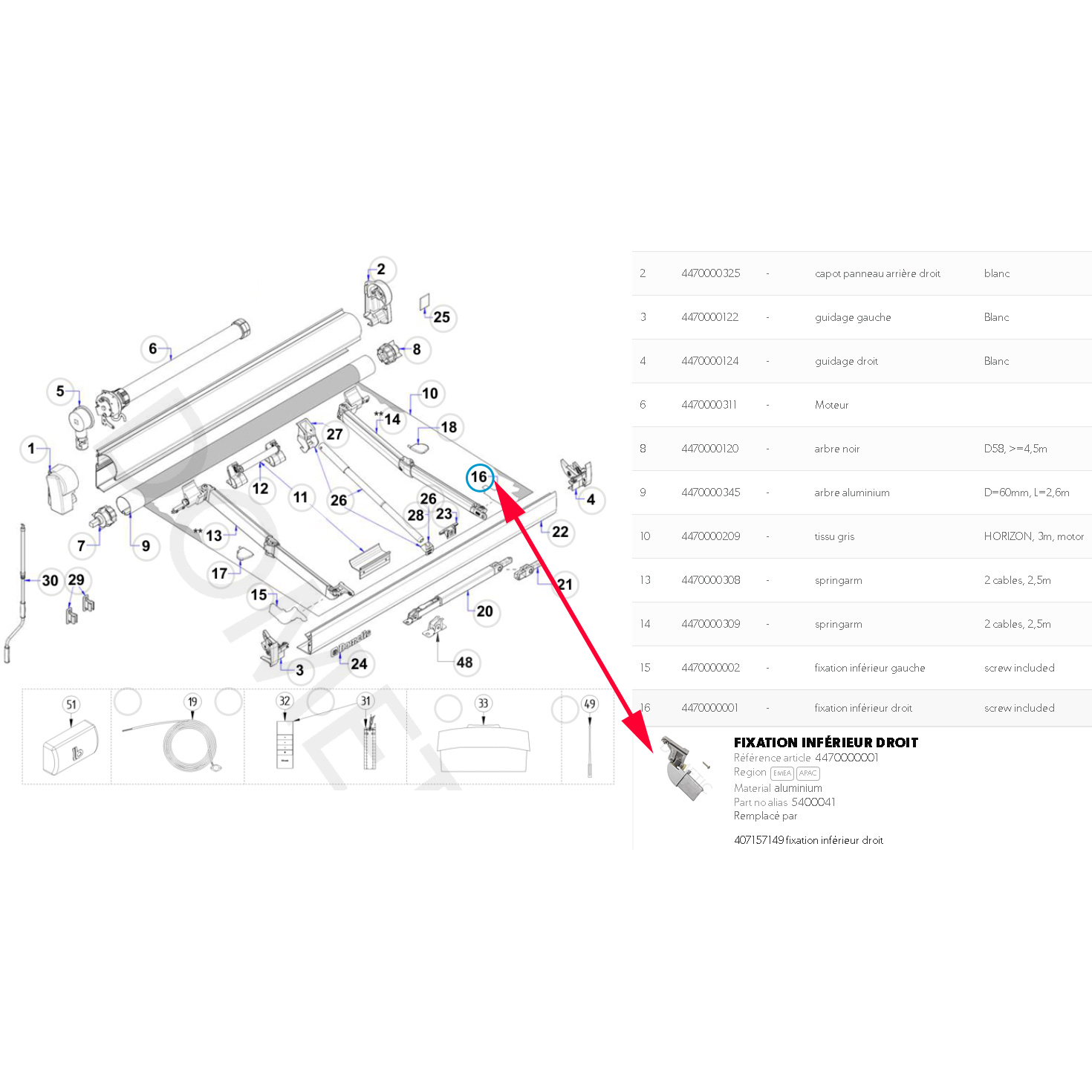 Une articulation DROITE pour auvent, store pour camping-car Brustor 0200145 R par Dometic Prostor- ARTICLE EPUISEE – Image 4