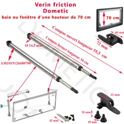 Paire de compas par friction, ou vérins AM1019126680700 avec poignée pour les baies S4 ayant une hauteur de 70 cm par Dometic, Seitz