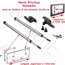 Paire de compas par friction, ou vérins avec poignée pour les baies S4 ayant une hauteur de 60 cm et comportant une largeur à partir de 1450mm par Dometic, Seitz