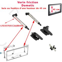 Paire de compas par friction AM1019|01126680450, ou vérins avec poignée pour les baies S4 ayant une hauteur de 45 cm par Dometic, Seitz