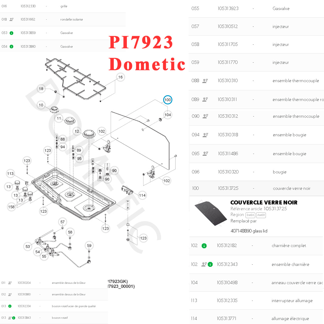 Dometic, plaque en verre noir pour gazinière PI7923 – Image 2