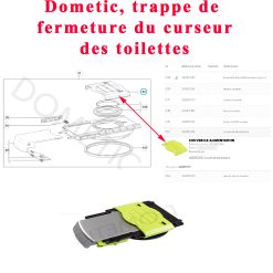Alternative view of Dometic, trappe de fermeture du cursseur des toilettes CT, CTLP, CTS et CTW