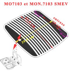 SMEV, Dometic, plaque en verre avec bandes noir et transparant pour gazinière PI7103, MOD:7103, MO7103 et MON.7103