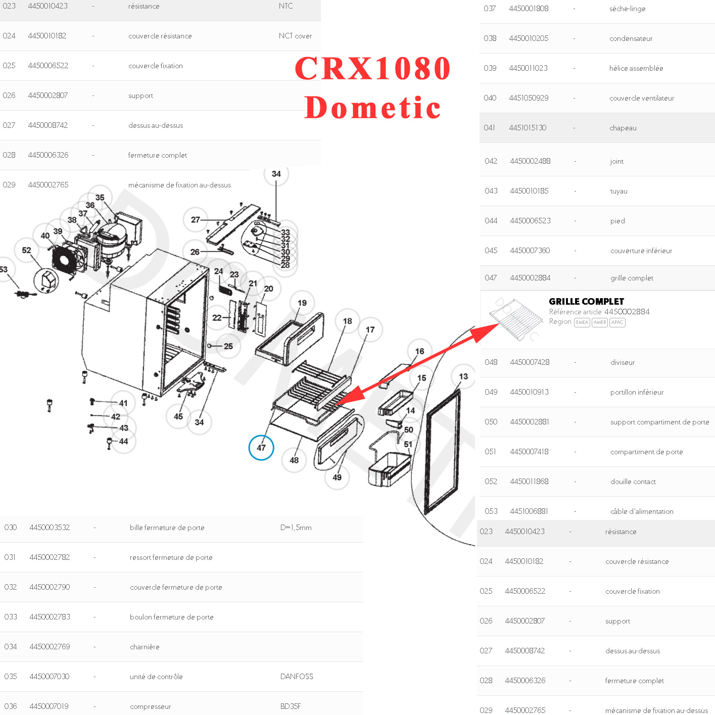 Dometic, clayette, ou étagère ou grille des réfrigerateurs CRE0080, CRX0080, CRX1080 – Image 3