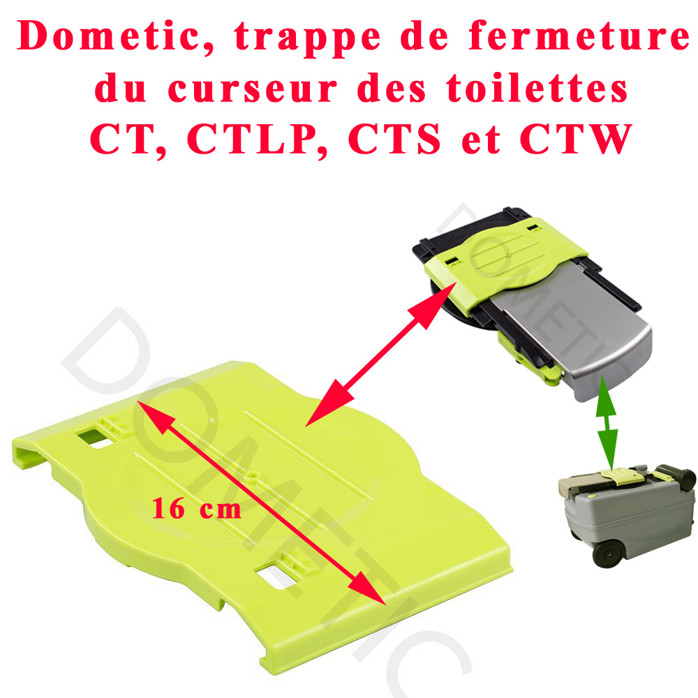 Dometic, trappe de fermeture du cursseur des toilettes CT, CTLP, CTS et CTW