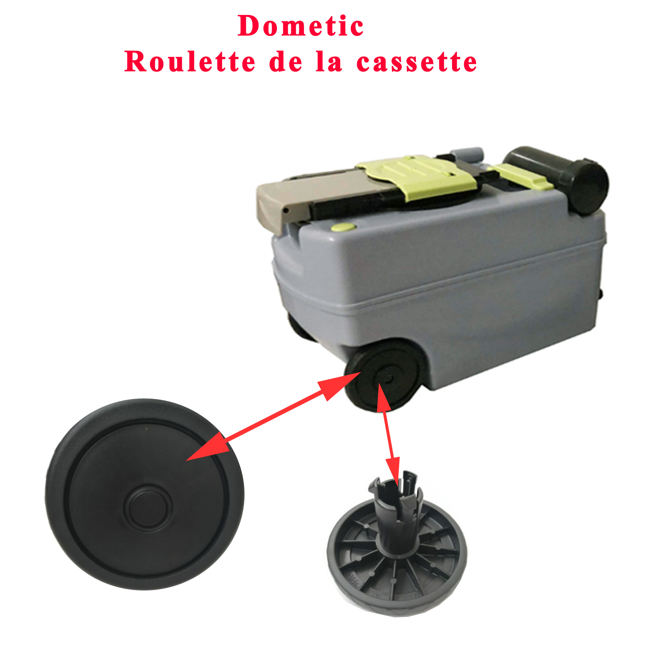 Une roulette de la Cassette Dometic pour toilette CT, CTLP, CTS et CTW