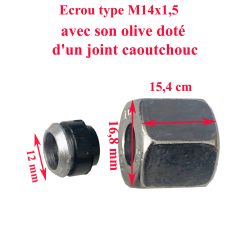 Un écrou de type M14x1,​5 avec son olive, doté d'un joint en caoutchouc, pour la vanne gaz GV100 de Dometic – Image 3