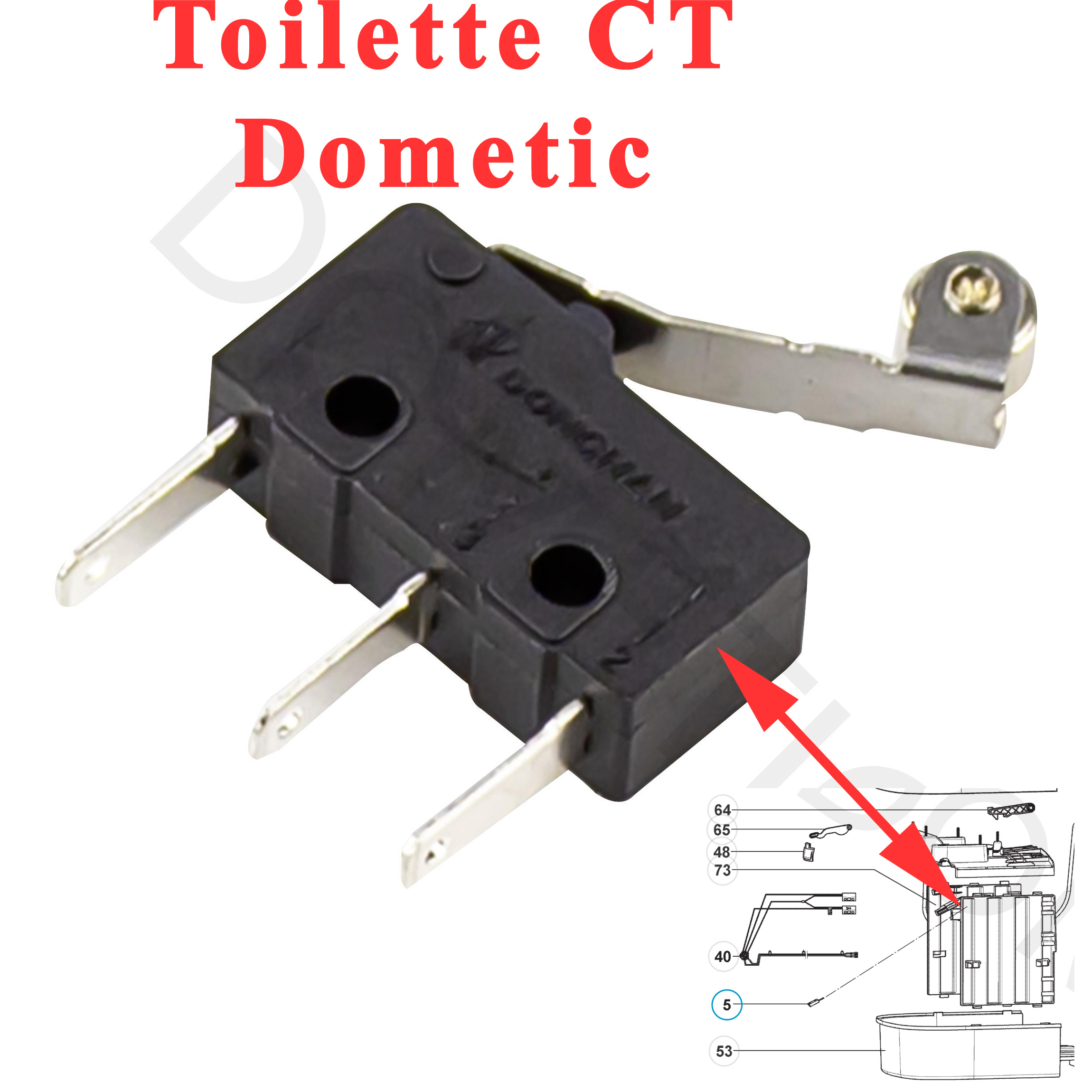 Dometic, microrupteur Dongnan kw4A des toilettes CT3, CTE4, CTLP4, CTS3, CTW3, CTW4 – Image 3