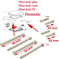 Dometic , Mini Heki : 8 Clavettes ou tiges plastique des charnières du dôme ou lanterneau et de l'étrier par Dometic
