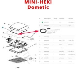 Alternative view of Un joint d'étanchéité Lanterneau Mini Heki 400x400mm de montage extérieur entre plexiglass du dôme et le cadre par Dometic