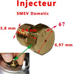 Injecteur 67 des gazinières et réchauds à gaz SMEV Dometic : CE04, CU313, CU335, CU332, CU352, CU401,CU402, CU403, CU414, CU434, FO311, MO8123, MO8322, MO917, MO9523, PI1262, PI8022, PI8023, PISK2000, OG300, Moonlight