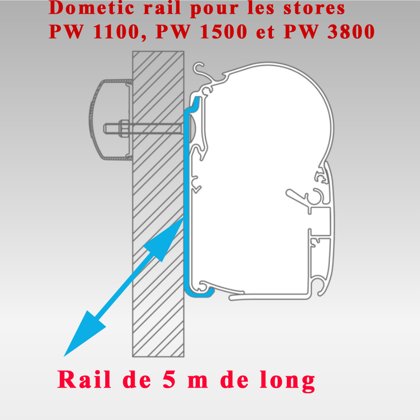 Dometic PerfectWall Adapter 001 (kit de fixation) - longueur du rail de 5m