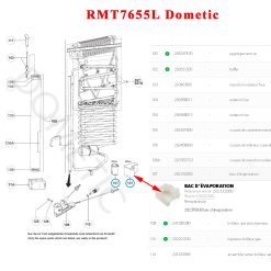 Bac d’évaporation des réfrigérateurs RMT7655L à absorption Dometic