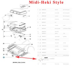 Alternative view of Midi-Heki, manivelle du lanterneau Midi-Heki Style  Art.1491 Art.1475 BG4052 avec pièces de montage par Dometic