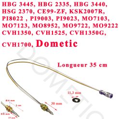 Thermocouple 35 cm pour gaziniere HBG3445, HBG2335, HBG3440, HSG2370, CE99-ZF, KSK2007R, PI8022 , PI9003, PI9023, MO7103,  MO7123, MO8952, MO9722, MO9222, CVH1350, CVH1525, CVH1350G, CVH1700 4453001381 par Dometic