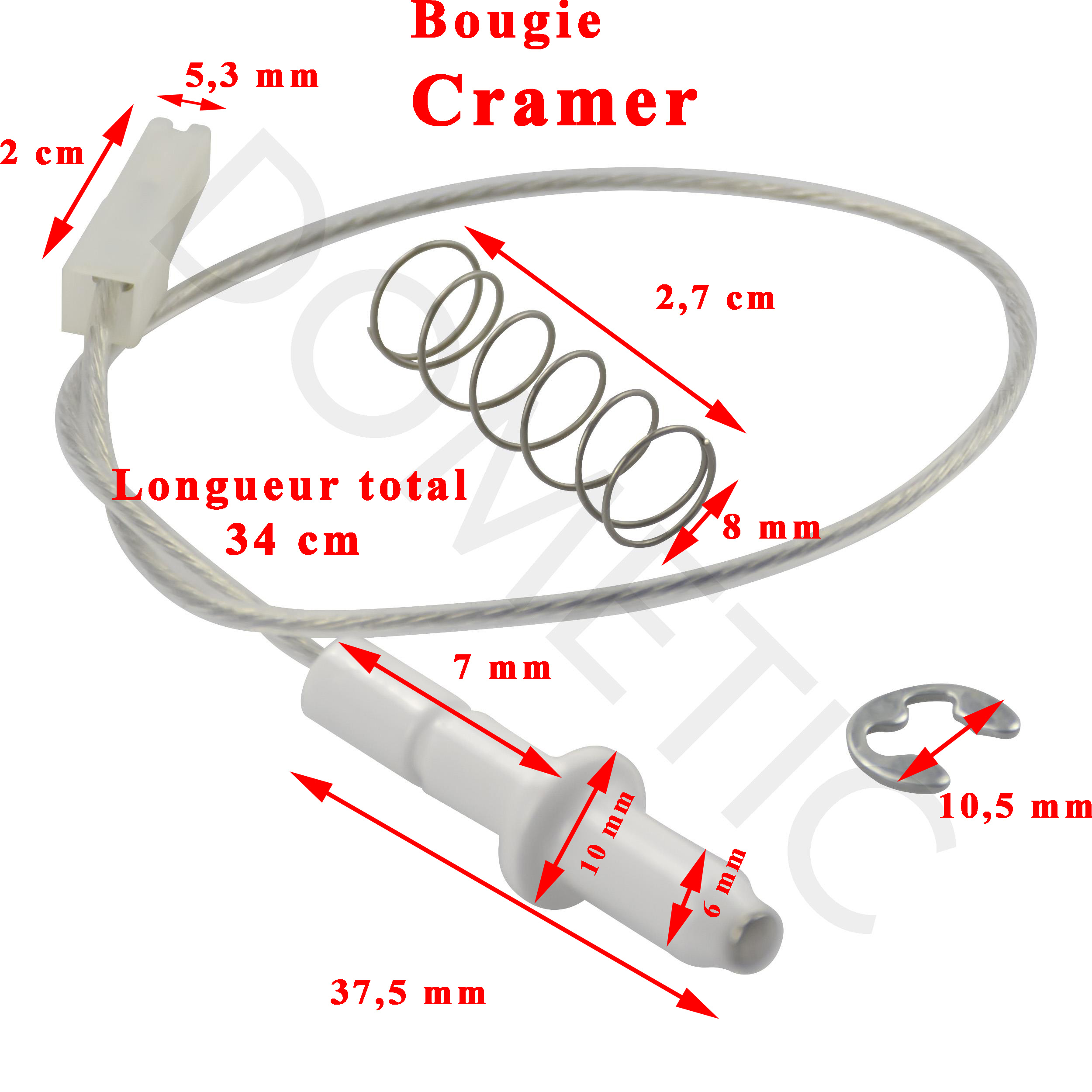 Une bougie d'allumage table de cuisson Cramer EK200, CE1304, CE1382, CE04-DF, CE99-ZF, CE99-DF etc. par Dometic