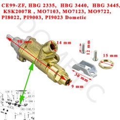 Vanne de régulation gaz ou robinet d’arret pour cuisiniere PI8022, CE99, HBG2335, HBG3440, KSK2007, PI8022, PI9003, PI9023 Dometic