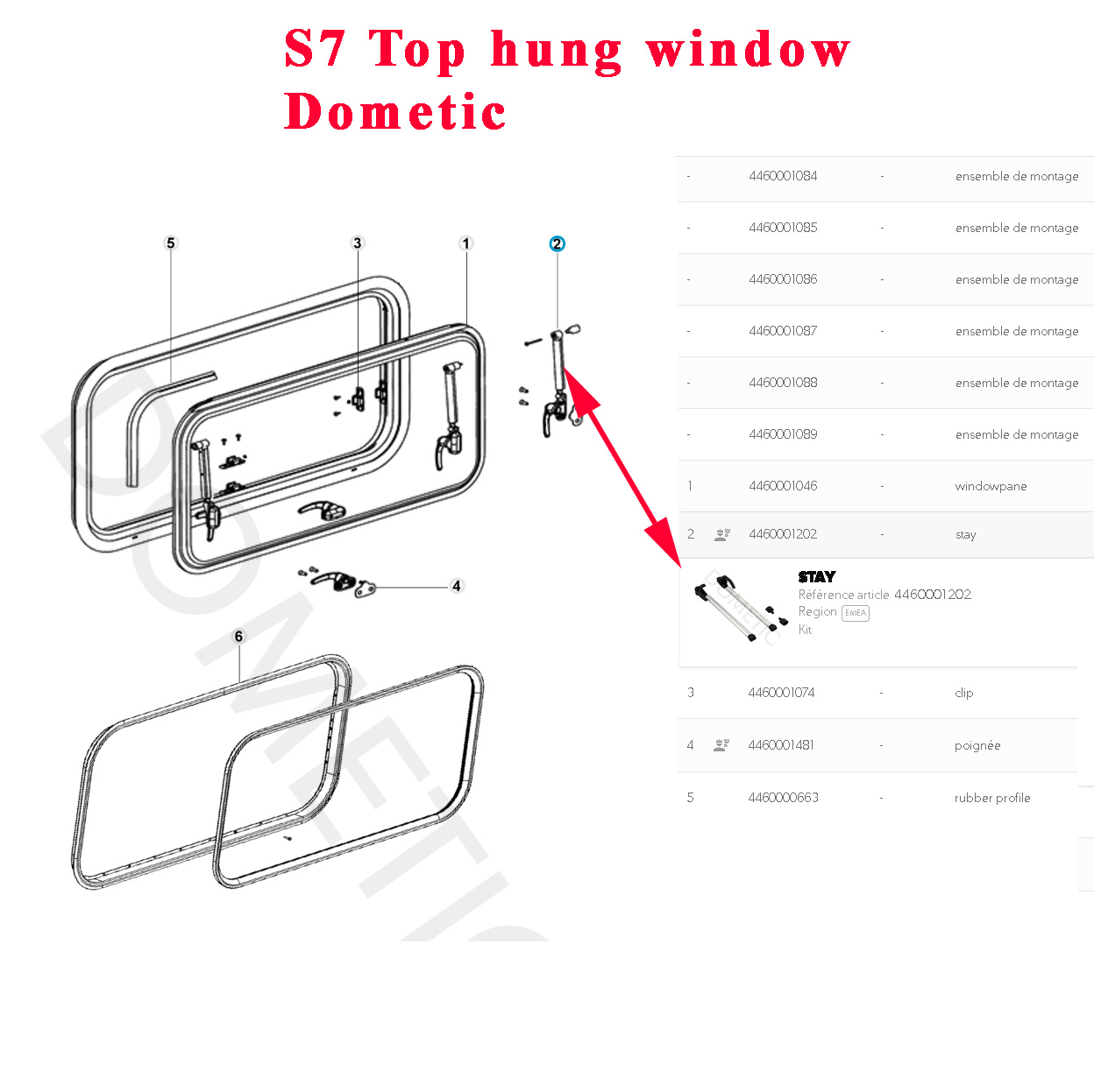 Dometic seitz, paire de vérin avec poignées et à cliquets ou compas pour les baies S7 de hauteur 500 mm ou 510 mm – Image 4