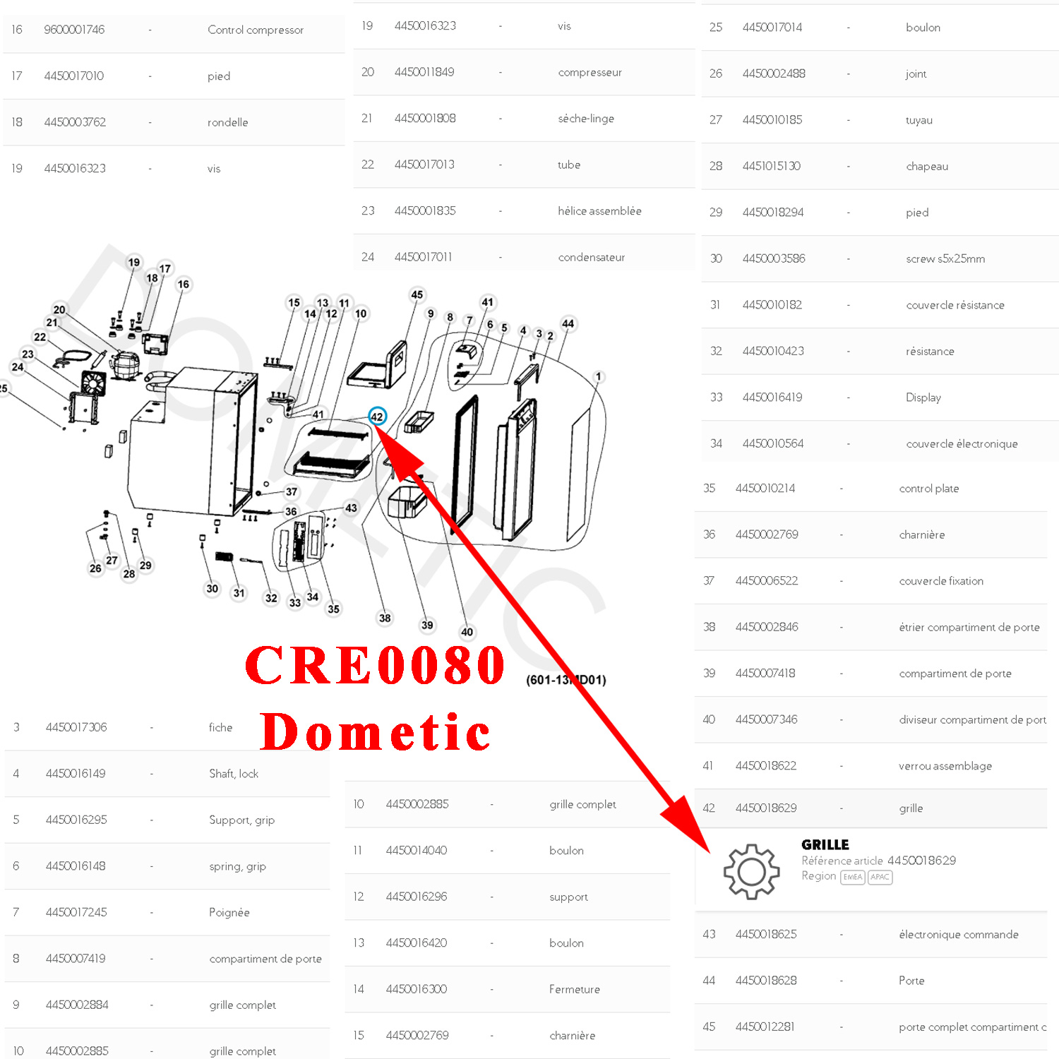 Dometic, clayette, étagère ou grille complète des réfrigérateurs CRE0080 – Image 2