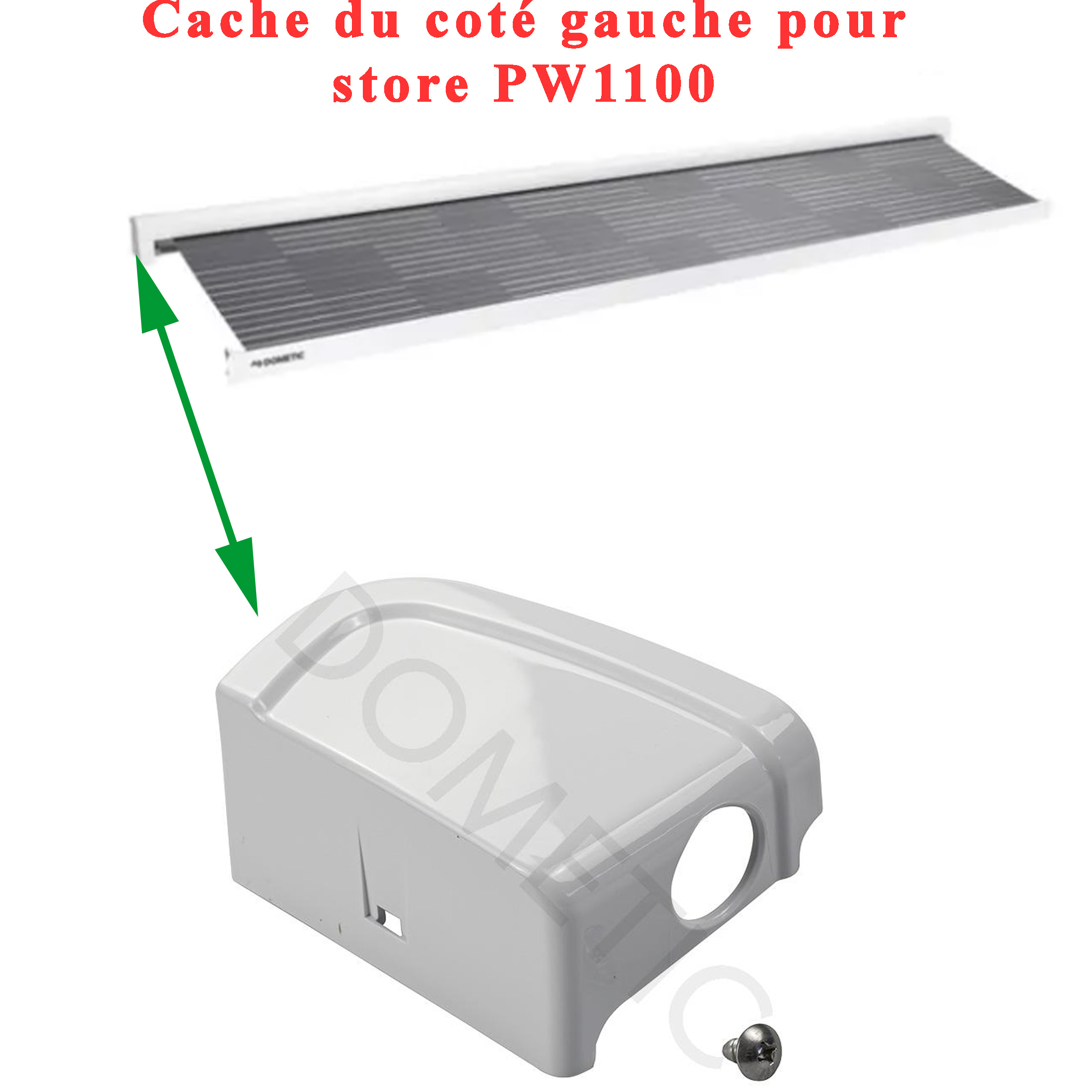 Dometic, capot blanc du coté GAUCHE pour store PW1100