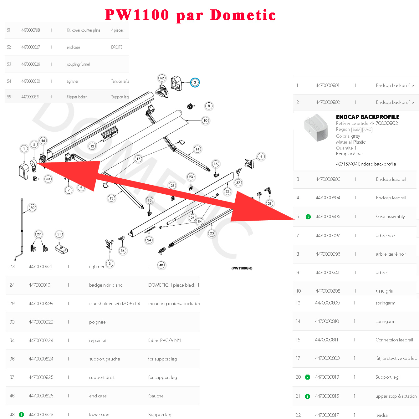 Dometic, capot blanc du coté GAUCHE pour store PW1100 – Image 3