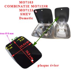 SMEV couvercle en verre pour évier PI7103 MON.7103, PI7123, MO7123, MOD:7103 Dometic