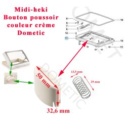 Dometic, Midi-heki bouton poussoir couleur crème