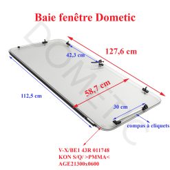 Dometic, vitre plexiglass, ou baie de remplacement de fenêtre de camping-car S7 projetable 1300×0600 mm AGE21300x0600