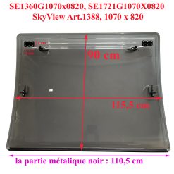 Dometic, double vitrage du lanterneau SE1360G1070x0820, SE1721G1070X0820 SkyView Art.1388,​ 1070 x 820 mm