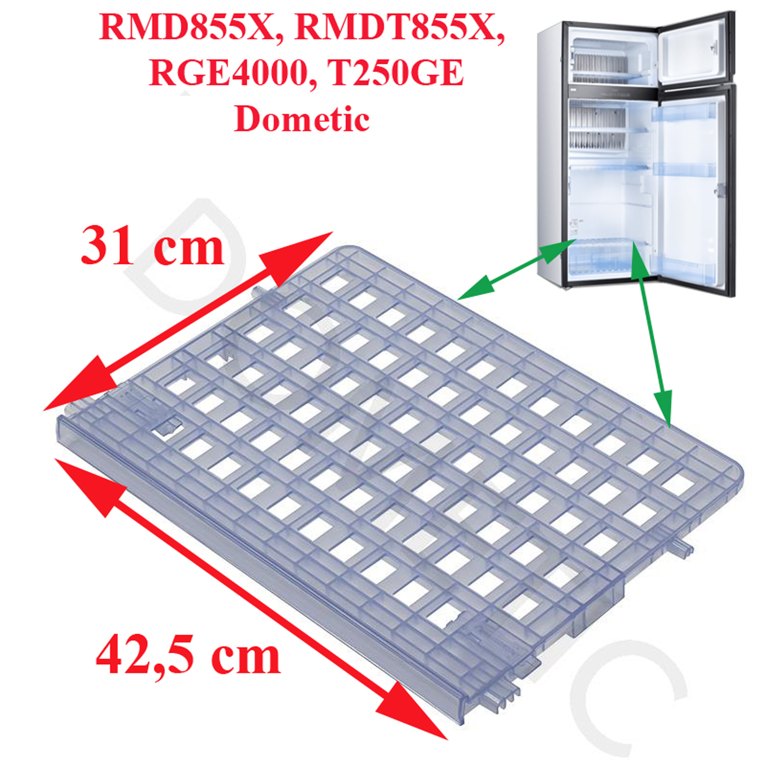 Grille inférieur compartiment réfrigérateur RMD855X, RMDT855X, RGE4000, T250GE par Dometic