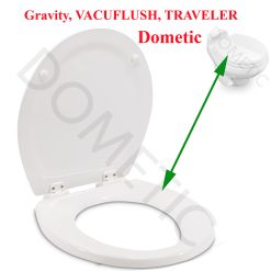 Dometic Toilet Gravity, VACUFLUSH, TRAVELER pour camping-car, abatant WC, siege toilette