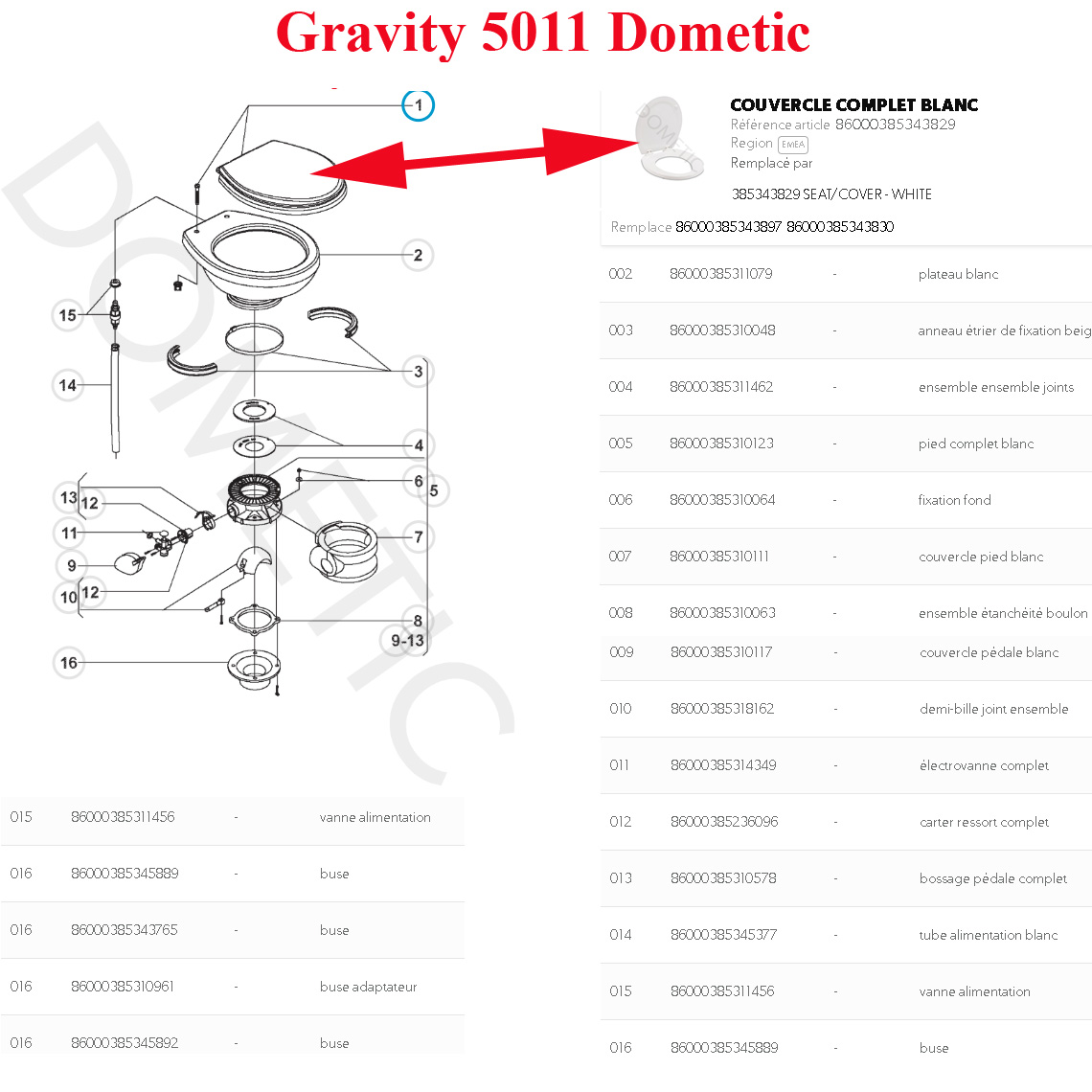 Dometic Toilet Gravity, VACUFLUSH, TRAVELER pour camping-car, abatant WC, siege toilette – Image 2