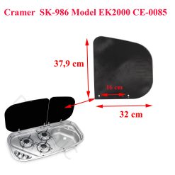 Cramer, plaque en verre noir pour évier à droite du combi SK-986 Model EK2000 CE-0085, K-840X436-DF, KOMBI 840X436-DF-HI/21-I-2G, MO840