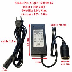 Alternative view of Transformateur qui convertie le  220V du secteur en 12V max, 5A, 60W, AC/DC