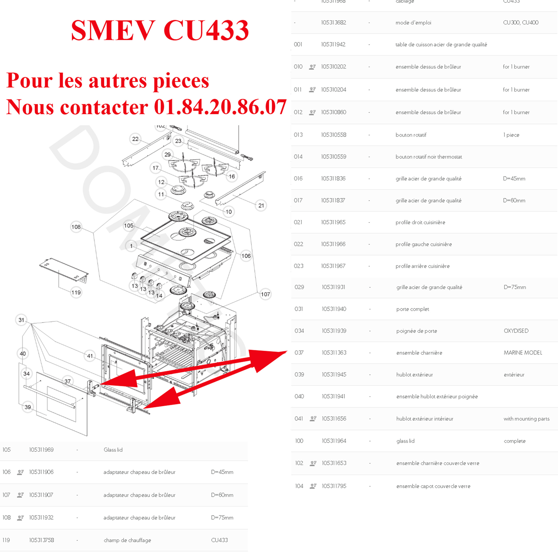 SMEV charnieres Four des modèles CU335, CU352, CU433, FO457, Marine 3B Hob, RV 3B Hob Dometic – Image 5