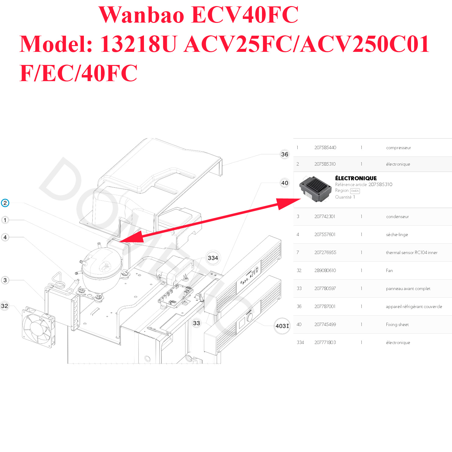 Unité électronique Model: 13218U pour les réfrigérateurs RC10.4S, RC10.4M, RC10.4P, RC10.4T, RCL 10.4E Dometic – Image 2