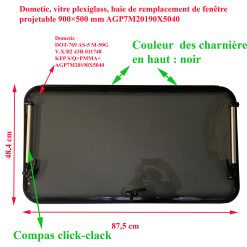 Dometic, vitre plexiglass, ou baie de remplacement de fenêtre de camping-car projetable 900×500 mm  AGP7M20190X5040