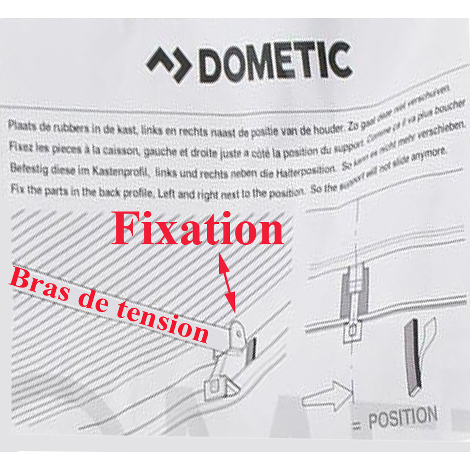 Dometic store, élément de fixation du bras de soutien centrale des stores PW1000, PW1500, PW1750 Dometic – Image 3
