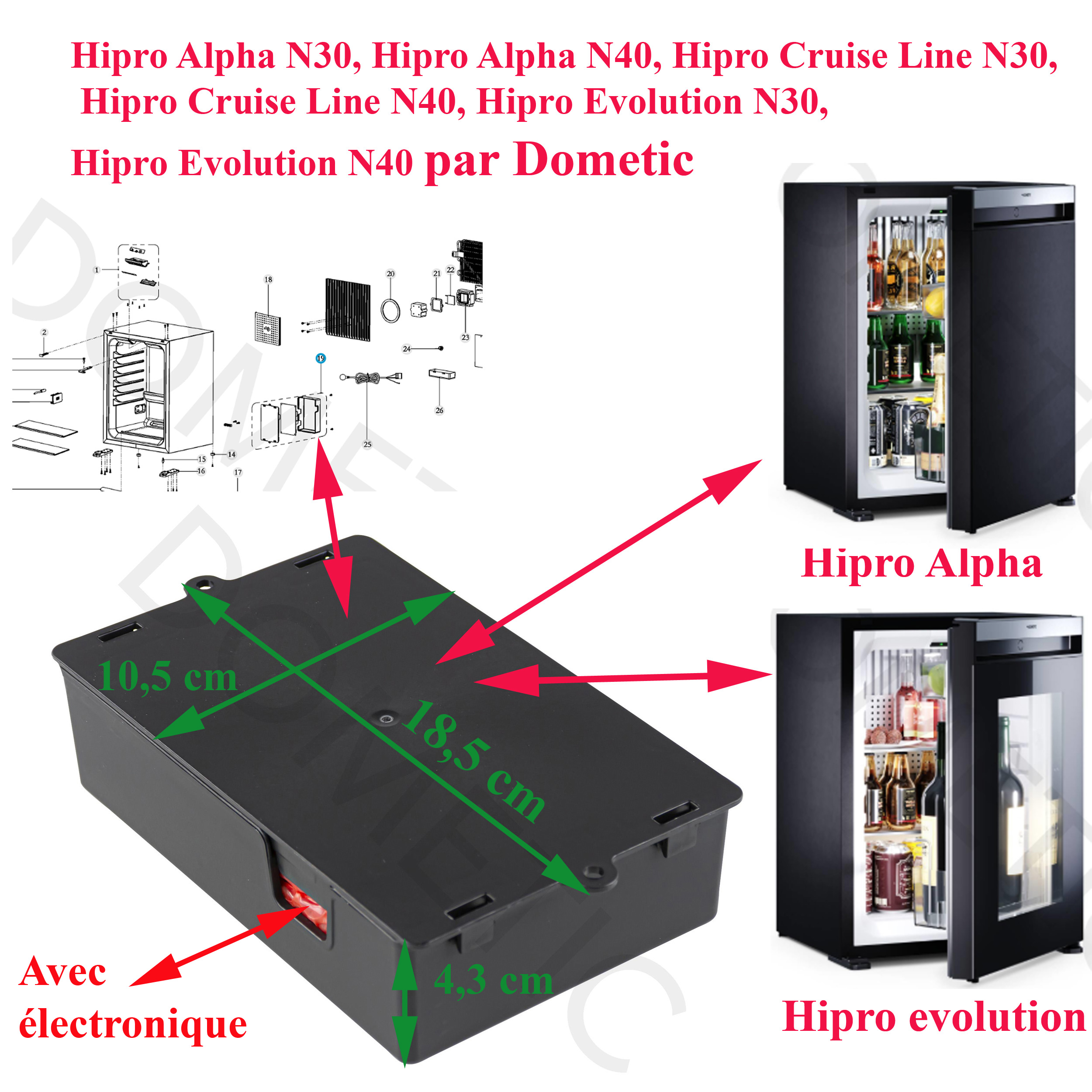 Dometic, mini-bars, module principal SP678A-M0336, carte électronique Hipro Alpha N30, Hipro Alpha N40, Hipro Cruise Line N30, Hipro Cruise Line N40, Hipro Evolution N30, Hipro Evolution N40 - DISPONIBLE FIN AVRIL