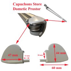 Dometic, bras store, lot de 2 capuchons du dessus protection un gauche et un droite pour PR2000, PR2500, PW1000, PW1500, PW1100, PW1750, VW KIT T5/T6 - CALIFORNIA, MULTIVAN, KIT PR2000 DUCATO 1, Ducato 2, Sprinter H2, Campster, Malibu par Dometic