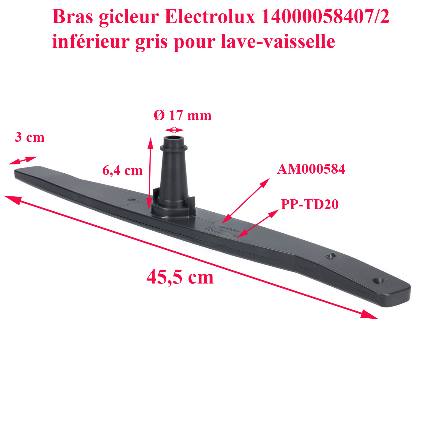 Electrolux, AEG, ARTHUR MARTIN, Faure, SMEG... bras d'aspersion inférieur pour lave vaisselle – Image 3