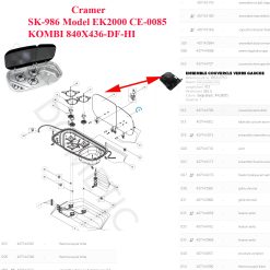 Alternative view of Cramer, plaque en verre noir pour gaziniere à gauche du combi SK-986 Model EK2000 CE-0085, K-840X436-DF, KOMBI 840X436-DF-HI/21-I-2G, MO840