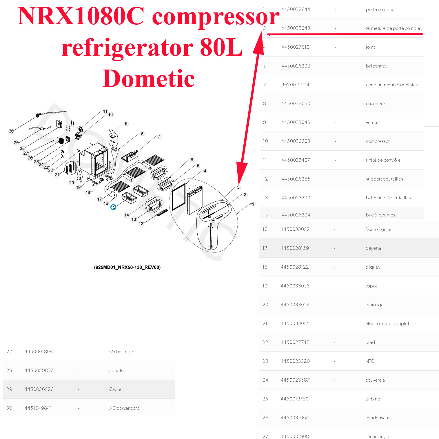 Dometic, Fermeture de porte complet NRX0080C, NRX1080C – Image 2