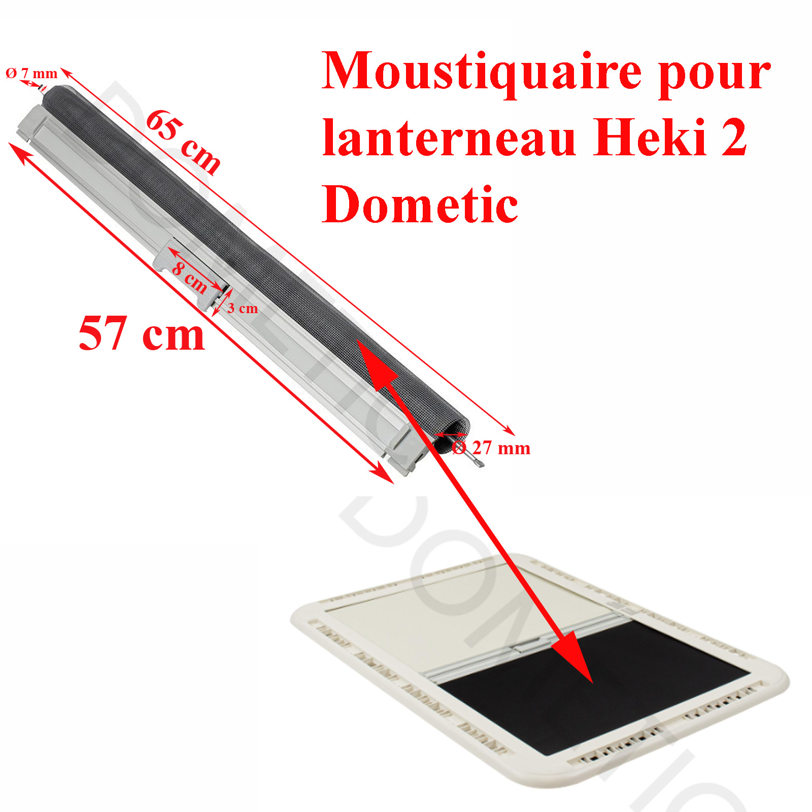 Dometic, store moustiquaire déroulant complet pour lanterneau Heki 2